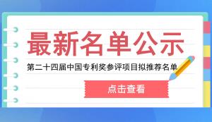 市知產(chǎn)局 | 關(guān)于第二十四屆中國(guó)專(zhuān)利獎(jiǎng)重慶擬推薦項(xiàng)目的公示