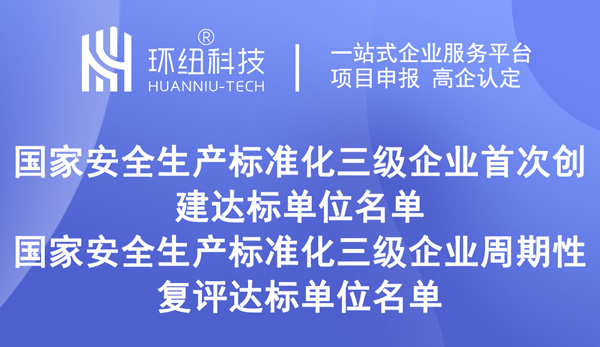 關(guān)于國家安全生產(chǎn)標(biāo)準(zhǔn)化三級(jí)企業(yè)的公示
