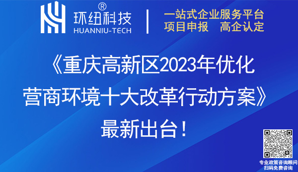 重慶高新區(qū)2023年優(yōu)化營商環(huán)境十大改革行動方案